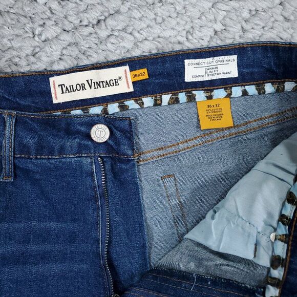 Tailor Vintage Canaan Slim Fit Stretch Jeans Men's Size 36 x 32 Blue Houston - Picture 4 of 9